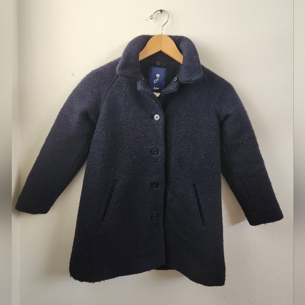 Jacadi Paris Girls Navy Blue Coat Jacket Wool Insulated‎ Size 8A